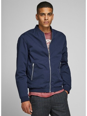 Jack & Jones 12165203_Jjerush Bomber Noos Bomber Yaka Uzun Kollu Normal Kalıp Düz Lacivert Erkek Mo