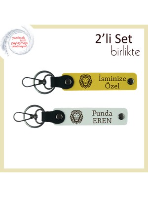 Miawiki Kaplan Temalı Doğum Günü Sürprizi, Erkek Sevgili Için Kişiye Özel Isimli Anahtarlık Set, Sarı-Beyaz
