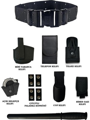 Aksoy Tactical Delikli Örgü Palaska Jöak, Güvenlik Taktik Kemeri Set