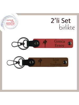 Miawiki Sporcu Sevgiliye Tarz Sahibi Dövüş Temalı Hediye, Kalıcı Deri Anahtarlık Takım, Nar Çiçek-Açık Kahve