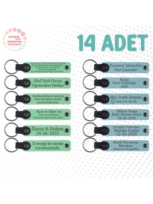 Miawiki Yeşil & Gök Mavi, Kurumsal Workshop Katılımcılarına Hediye, 14’lü Set, Kişiye Özel Şık Anahtarlık