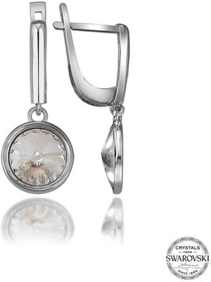 Aya Diamond Swarovski Crystal Taşlı Gümüş Beyaz Sallantılı Kadın Küpe