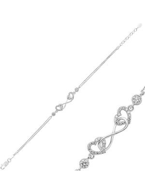 Aya Diamond Gümüş Kalpli Sonsuzluk Bayan Bileklik