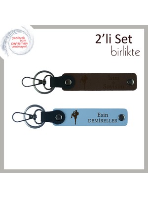 Miawiki Erkek Sevgiliye Boks Temalı Tarz Sahibi Hediye, Yazı Eklenebilir Deri Anahtarlık, Koyu Kahve-G Mavi