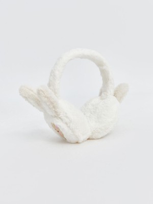 Tavşan Nakışlı Kız Çocuk Pelüş Kulaklık  (W5)