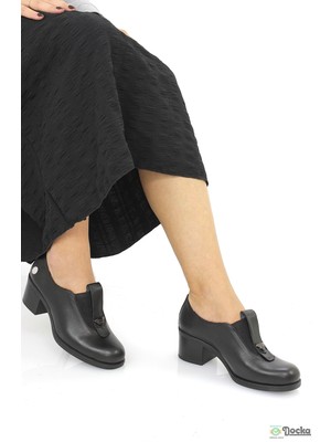 Mammimia Kadın Hakiki Deri Mevsimlik Kalın Topuklu Klasık Ayakkabı M26/KA835