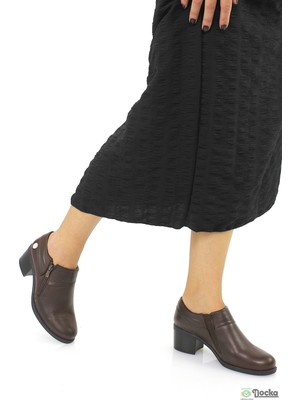 Mammimia Kadın Kalın Kısa Topuklu Hakiki Deri Klasık Ayakkabı M26/KA3725