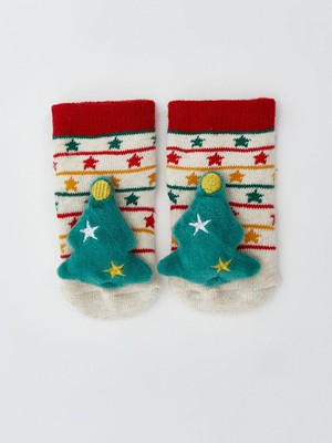 Yılbaşı Temalı Erkek Bebek Ev Çorabı  (W5)