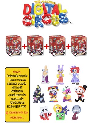 4 Adet Amazing Digital Circus All Star Mini Figür 5 cm 4 Kutu Içinde 4 Adet Sürpriz Karakter Geliyor