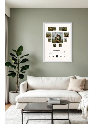 Kişiye Özel Spotify Temalı Tablo, 9 Fotoğraf + Şarkı ile Lamine Çerçeveli Fotoğraf Baskı Anı Tablosu