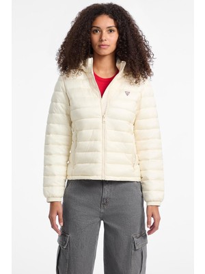 Kadın Gj Hooded Puffer Mont - Krem