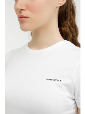Lumberjack W-CT131 BASIC MODAL C NEC Beyaz Kadın Kısa Kol T-Shirt