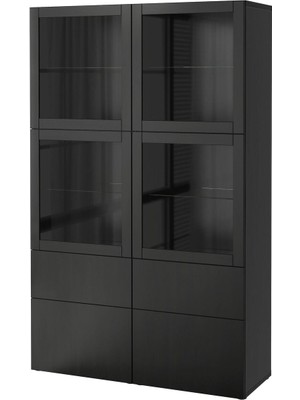 Dolap Kombinasyonu, Siyah-Kahverengi-Şeffaf Cam, 120X40X192 Cm, Lappvıken/sındvık, Fren Raylı