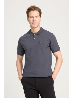 Wrangler Kısa Kollu Polo T-shirt Anthracite