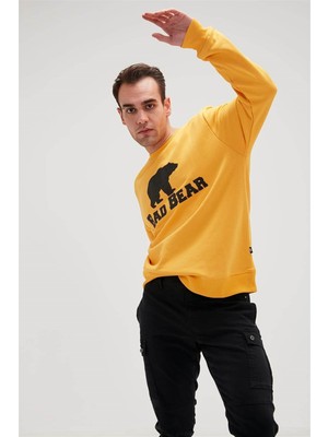Bad Bear Crewneck Erkek Sarı Baskılı Sweatshirt