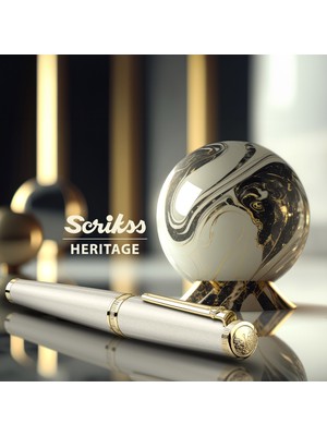 Scrikss & WizDesign Heritage2 Dolma Kalem Beyaz Altın M Uç LÜKS KUTULU / ÖMÜR BOYU GARANTİLİ / KİŞİSELLEŞTİRİLEBİLİR