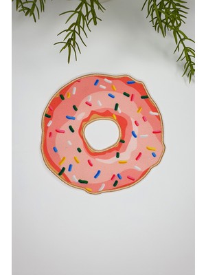 Donut Form Pembe Nakışlı Kumaş Kokteyl Peçetesi 1 Adet