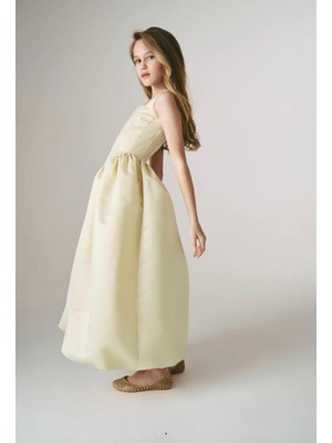 Laviella Kids Couture Kız Çocuk Abiye Kare Yaka Balon Etekli Uzun Elbise