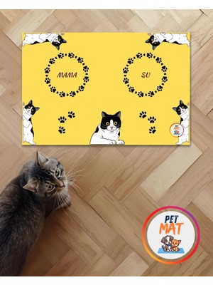 Petmat Kedi Mama Paspası , Kaymaz Taban , Yıkanabilir , Evcil Hayvan Paspası 002-S