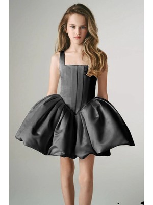 Laviella Kids Couture Kız Çocuk Abiye Kare Yaka Balon Etekli Elbise