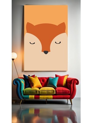 Özkacar Group Çocuk Odası Kreş Tatlı Tilki Ev Duvar Salon Güzellik Salonu Ofis Dükkan Dekarasyon Kanvas Tablo