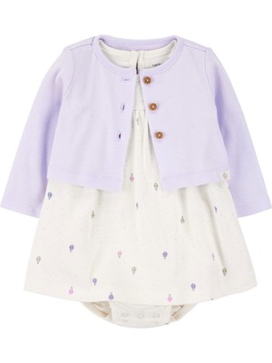 Kız Bebek Ekru Elbise Set