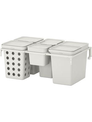 Çöp Ayırma Çözümü, Beyaz-Açık Gri, 55 Lt