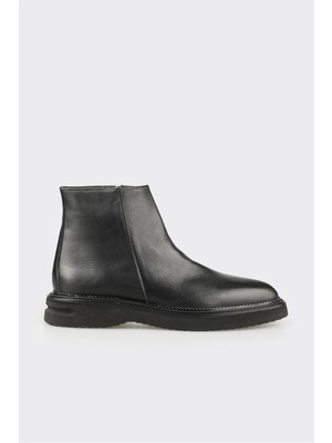 Siyah Deri Erkek Klasik Bot
