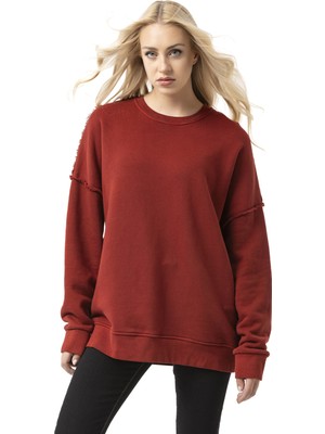 WL371 Kadın Büyük Beden Sweatshirt – Dokulu Desen ve Dikiş Detaylarına Sahip Bol Kesim Kazak