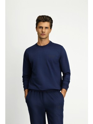 Kiğılı Bisiklet Yaka Regular Fit Baskılı Pamuklu Sweatshirt