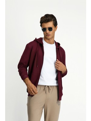 Kiğılı Kapüşonlu Regular Fit Fermuarlı Baskılı Pamuklu Sweatshirt