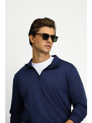 Kiğılı Yarım Balıkçı Yaka Regular Fit Pamuklu Mevsimlik Nakışlı 2 İplik Fermuarlı Sweatshirt