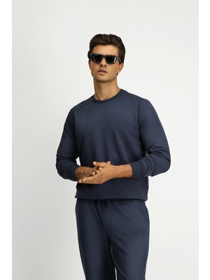 Kiğılı Bisiklet Yaka Regular Fit Baskılı Pamuklu Sweatshirt