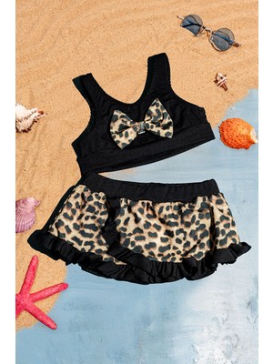 Beniizle Desenli Kız Çocuk Bikini Takım