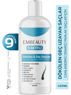 Embeauty Dökülme Karşıtı Kolajen ve Keratin Şampuan 400 ml Tüm Saç Tipleri İçin Sülfatsız