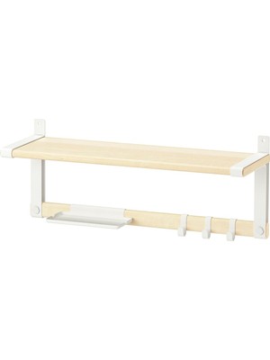Duvar Rafı, Beyaz-Meşe, 65X26 cm