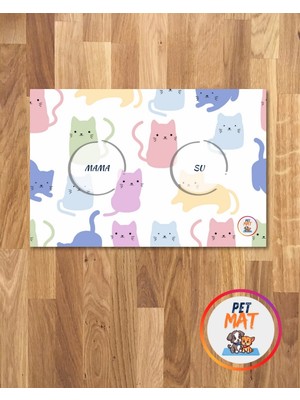 Petmat Kedi Mama Paspası , Kaymaz Taban , Yıkanabilir , Evcil Hayvan Paspası 025-MULTİ