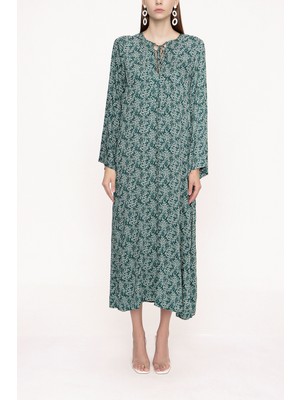 Petrol Bagcık Detaylı Elbise 94035