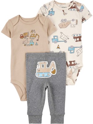 Erkek Bebek Ekru 3lü Set