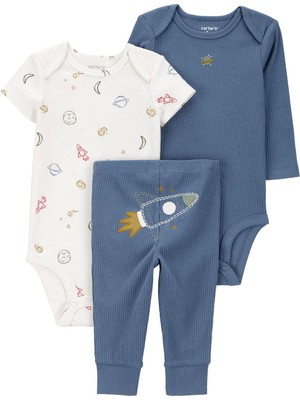 Erkek Bebek Mavi 3lü Set