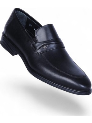 Censay 549 Siyah Antik Kauçuk %deri Erkek Klasik Ayakkabı