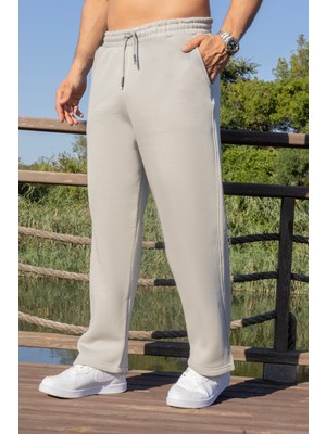 Gri Erkek 3 Iplik Baggy Şardonlu Eşofman Altı