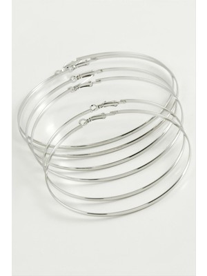 Düz Metal Halka Küpe 6 Adet