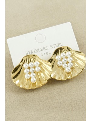 Istiridye Inci Lüks Çelik Küpe