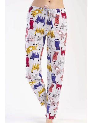 Kadın Gri Melanj Renk Desenli Düz Paça Tek Alt C5T2N2212