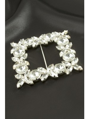 Çiçek Kare Taşlı Kemer Tokası