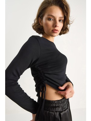  Kadın Büzgülü Viskon Kadın Bluz