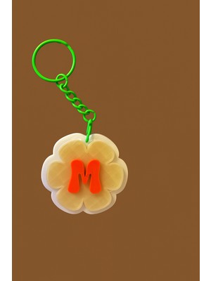 Kişiye Özel Harfli Çiçek Anahtarlık – Istediğiniz Harf Yazılır - Turuncu Harf -Kişiye Özel Hediyelik  & Çanta Süsü