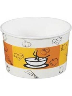 50 Adet Beyaz Kapaklı 16 Oz Karton Çorba Kasesi Seti