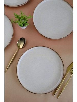 Bej Tarçın 24CM 2'li Modern Servis Tabağı Seti